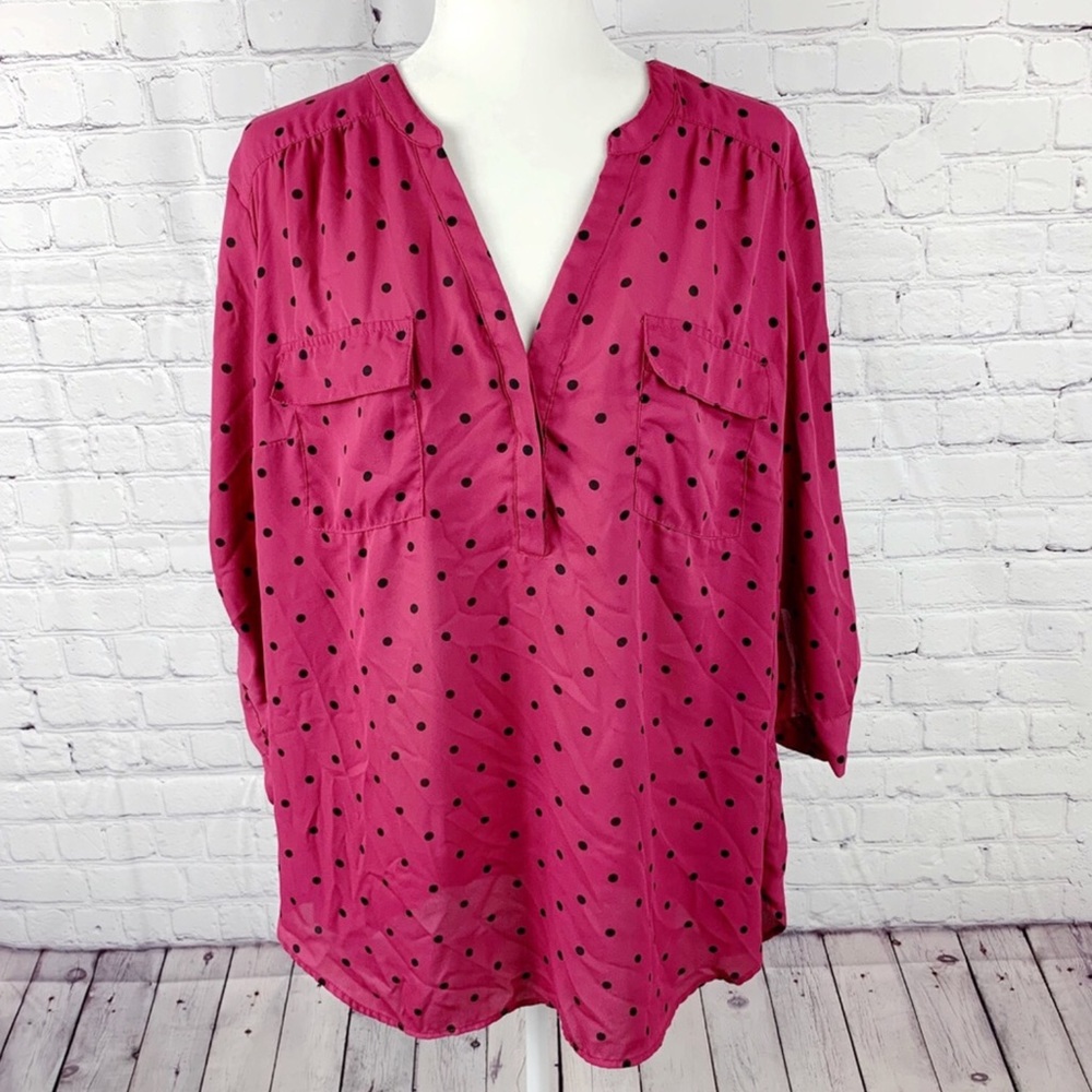 Torrid Harpe-Burgundy Georgette Blouse - Picture 4 of 7